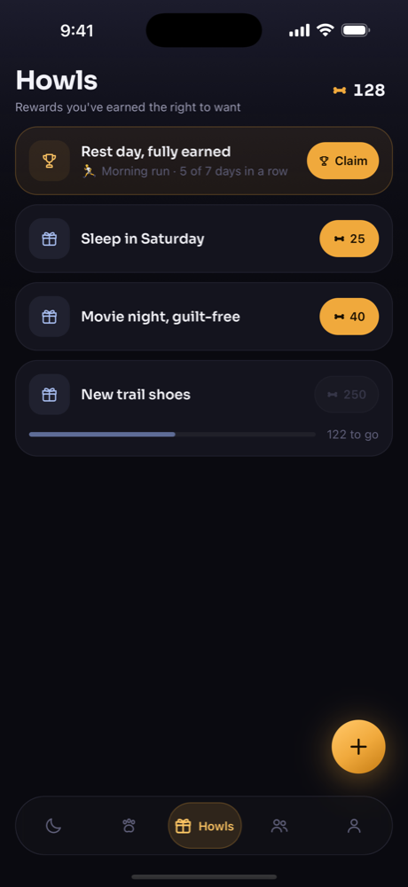Howls — rewards, including one earned by a streak